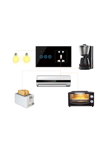 Qingmipy Akıllı Wi-fi Priz & Anahtar - Alexa/google Asistan Uyumlu, Dokunmatik Kontrol, 2'li Fonksiyon, Siyah