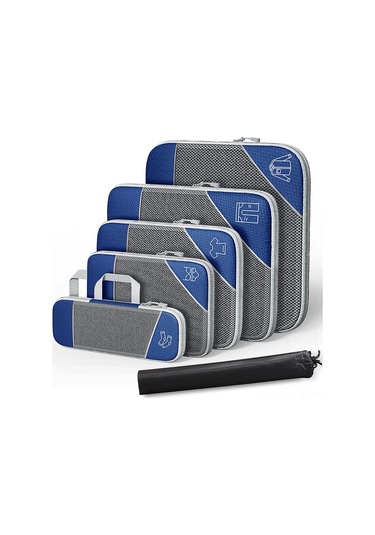 Maiyame Deniz Mavisi 6'lı Sıkıştırma Depolama Kutuları - Seyahat Çantası Organizatörü, 50% Yer Kazandırır, Su Geçirmez Nylon, Çok Boyutlu Diğer