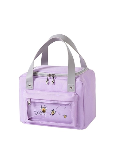 Cbtx Yalıtımlı Öğle Yemeği Çantası Polyester Açık Hava Piknik Kamp Yiyecek Saklama Çantası Çanta - Mor + Arı Mor Mor