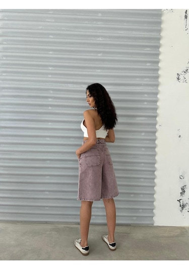 Bermuda Şort Bordo Tint Yıkamalı Bordo