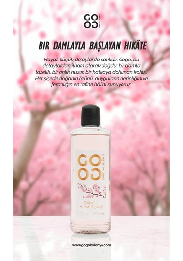 Gogo Japon Kiraz Çiçeği Kolonya 250ml Cam Şişe