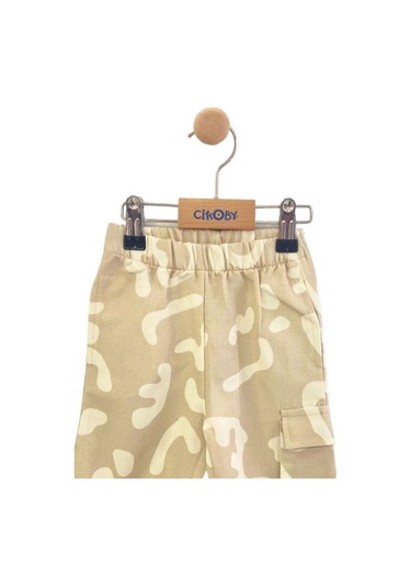 Erkek Bebek Desenli Kargo Cepli Pantolon-13811 Bej