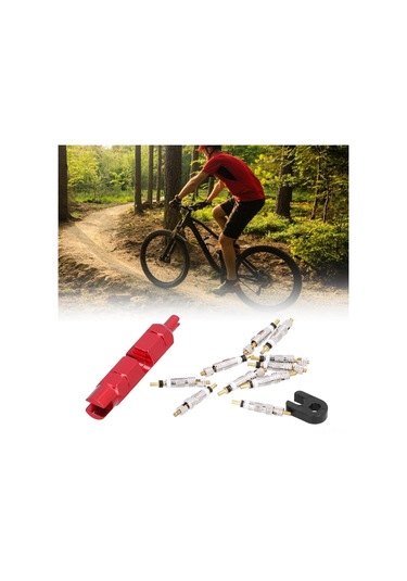Reedark Bisiklet Valfi Çekici Seti - Bakır Malzeme, Yüksek Basınç Dayanıklı, Tamir Araçlarıyla 10 Adet Valf Çekici + 2 Adet Anahtar - Yol Bisikleti, Klap Bisikleti, Dağ Bisikleti Uyumlu Kırmızı