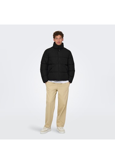 Only&sons Pack Life Puffer Erkek Siyah Dik Yaka Mont Siyah