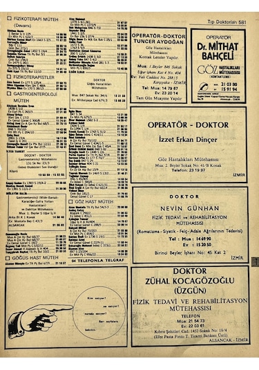 İzmir 1982-1983 Meslek Reklam İlanı Efemera S581