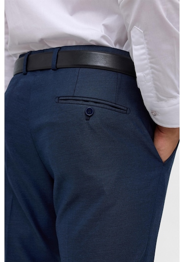 SÜVARİ Lacivert Regular Armürlü Kumaş Pantolon