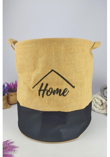 Digithome Hasır Büzgülü Kirli Çamaşır Sepeti Yuvarlak Siyah - Cly-j1014