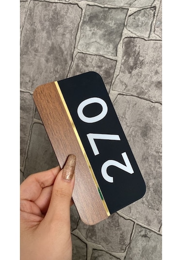 Natural Wooden Serisi Siyah Mat Kapı Numarası