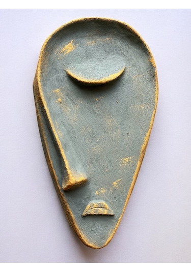 Taş Heykel Duvar Maskesi, El Yapımı Soyut Yarı Yüz Dekoru, Ev Ve Ofis İçin Benzersiz Ev Hediyesi