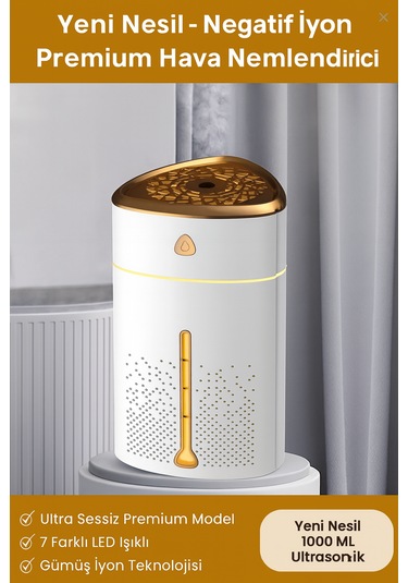 1000 Ml Ultrasonik Hava Nemlendirici Işıklı Buhar Makinesi