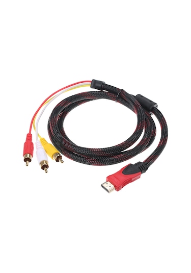 Teltree 1.5 Metre Siyah Hd'den 3 Rca'ya Av Kablosu - Stb, Tv, Hoparlör Bağlantısı - Yüksek Hızlı Transmisyon Ve Saf Ses Kalitesi