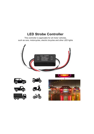 Vkemall Motorlu Araçlar İçin Led Fren Lambası Strobe Kontrolcü - 4 Sürekli +4 Yavaş Flash Fonksiyonu, Abs Malzeme, 9-16v Geniş Voltaj Aralığı