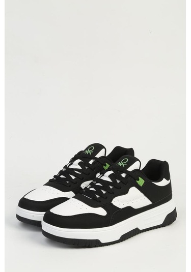 Benetton Bnı-11509 Unisex Sneaker Ayakkabı Beyaz Siyah 36-40 Beyaz - Siyah