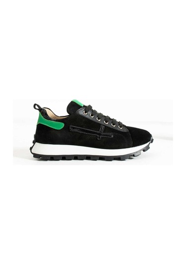 Bestello Bağcıklı Termo Taban Sneaker 331-uno12-13 Kadın Ayakkabı Sıyah Suet