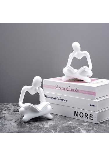 Kosona Ev Dekoru Kütüphane Salonu Odalar İçin Modern Abstract Okuyucu Figürü - Siyah轻奢 Sanatsal Heykel