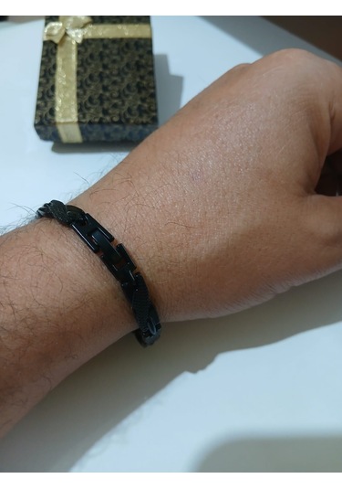 Argelon Black Erkek Gümüş Bileklik 925 Mıknatıslı Gümüş Bileklik Özel Tasarım Luxery Bileklik Gümüş  - Siyah