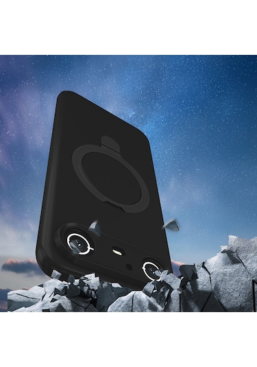 Tecno Spark Slim 5g Kılıf Magsafe Şarj Özellikli Standlı Sensitive Touch Samara Kapak Siyah