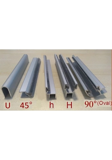 8 Mm Alüminyum Cam Balkon Fitili H,H,90°,45°,,U