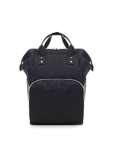 Anne Bebek Bakım Sırt Çantası Siyah Termos Bölmeli Siyah