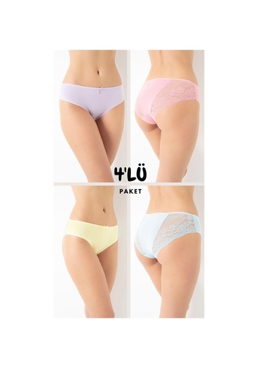 Kadın Dantelli 4'lü Paket Karışık Renk Külot Asorti-3 C7t0n0o408 001