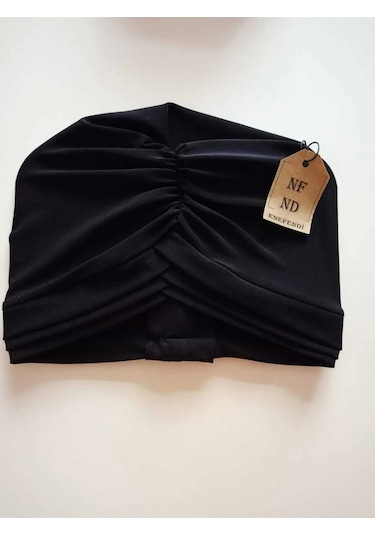 Üç Bantlı Bone Dış Bone Hijab Tesettür Siyah Hazır Sandy Kumaş Çok Renkli