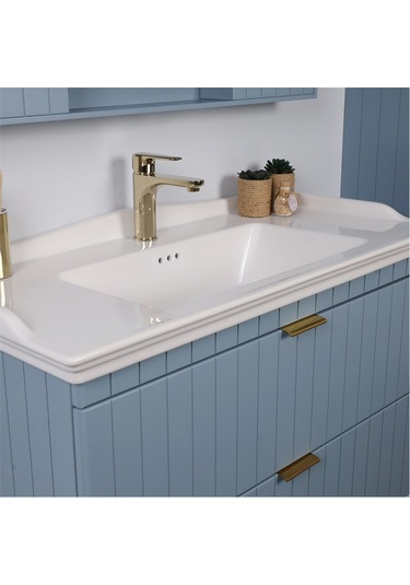 Kobos Noble 100 Cm Banyo Dolabı Seti Light Blue Mavi