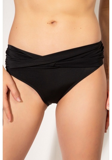 Deep Beach Basic Twist Beli Geçme Detaylı Bikini Altı Siyah