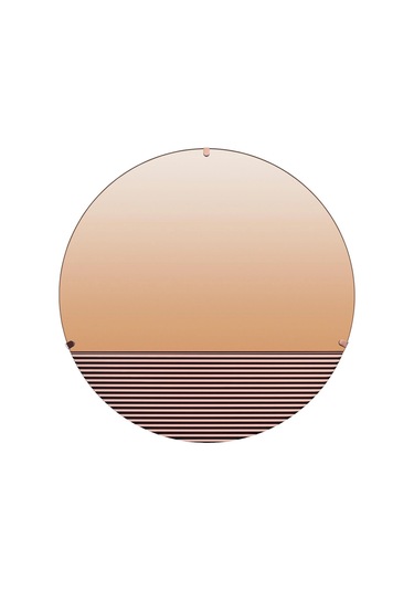 Yuvarlak Ayna Skogsgransen Bakır Rengi, 50 Cm Meridyendukkan Sade Modern Tasarım Bakır