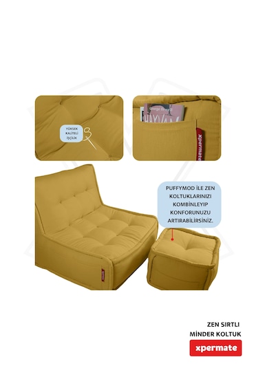 Xpermate Zen Sırtlı Minder İskandinav Tarzı Minder 80x60 Hardal