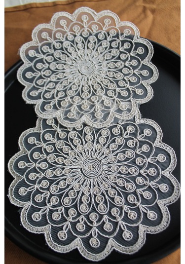 6 Adet Fransız Tarzı Modern Gold Nantes Bardak Altlığı Beyaz