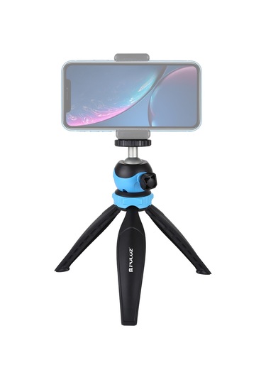 Akıllı Telefonlar, Gopro, Dslr Fotoğraf Makineleri İçin 360 Derece Top Başlı Puluz 20cm Cep Plastik Tripod Dağı Mavi