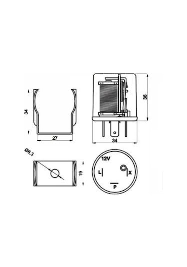 12v Üniversal Sinyal Flaşörü 3 Fişli Şeffaf Elo
