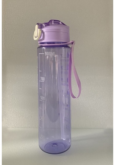 Mor, Şeffaf Pipetli Matara 900 Ml, Sızdırmaz Kapaklı Suluk