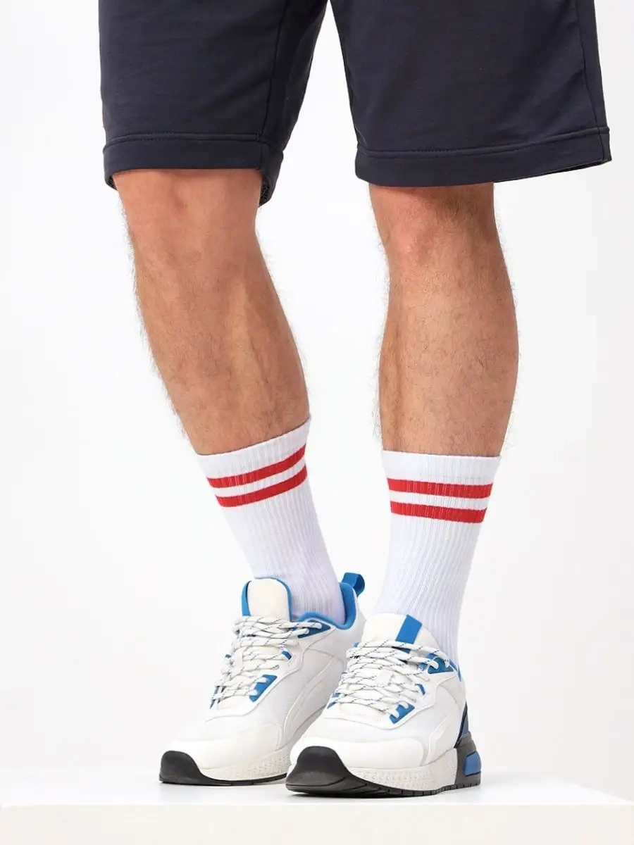 Novomoskovskij Trikotaz Erkek Çorapları 3'lü Set, Yüksek, Düz Renkli, Spor 18317805 Beyaz