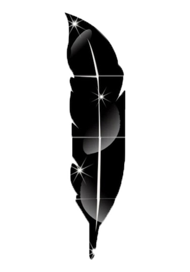 Vkemall 3d Kanat Şekli Akrilik Ayna Duvar Sticker - Koruyucu Filmi İle, Kolay Kurulum, Çekilebilir, 73x18cm Siyah Siyah