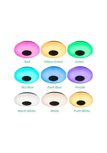 Led Plafonyer Bt Hoparlörlü Led Müzik Tavan Lambası App Kontrolü Çok Renkli