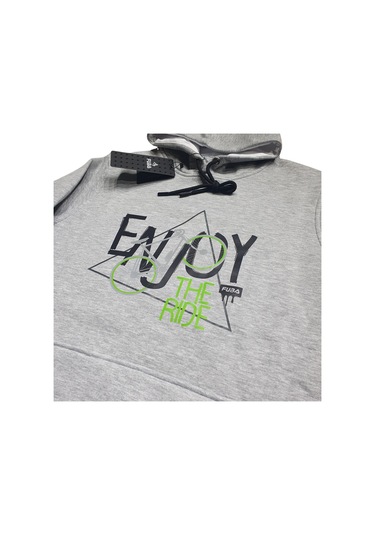 Fuba Kapşonlu Sweat Enjoy Gri Gri