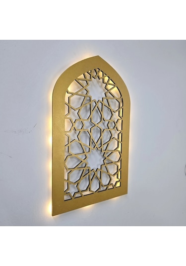 Led Işıklı Oval Motif Tablo - 40x25cm Gold