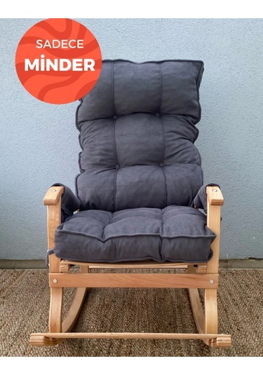 Reyo Home Sallanan Sandalye Minderi Kapitone Çift Cepli Füme