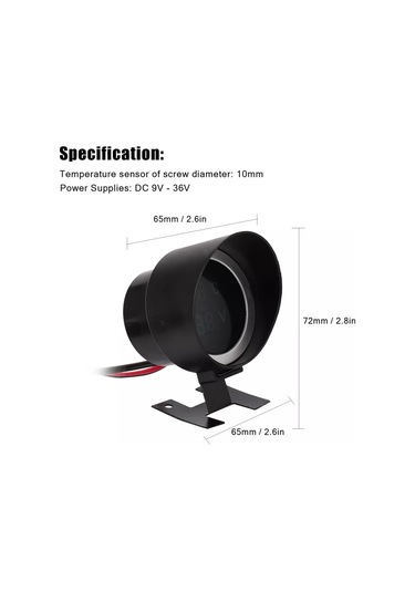 Yifomall 12v/24v Araçlar İçin Dijital Sıcaklık Ve Voltaj Göstergesi - 2'li Kombin