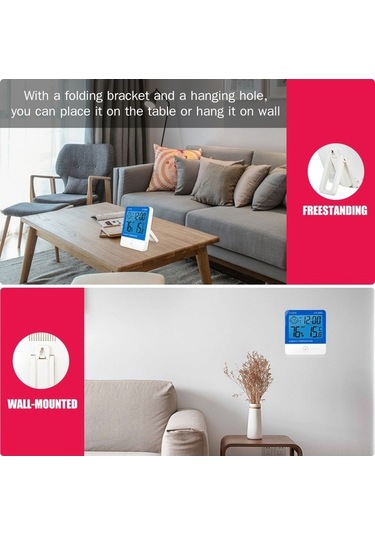 Ulzyvf Mini Termometre Higrometre: Geniş Lcd Ekranlı, Sıcaklık, Nem Ve Zaman Göstergeli Pratik Cihaz