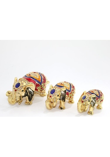 Taşlı 3'lü Fil Figürü Model 3