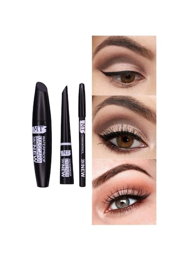 Mt Cosmetics 3'ü 1 Arada Suya Dayanıklı Maskara + Kalem + Eyeliner Seti