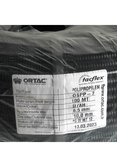 Ortaç Pg-7 Siyah Polıpropılen Spiral Ospp-7 1 Paket 100 Metre