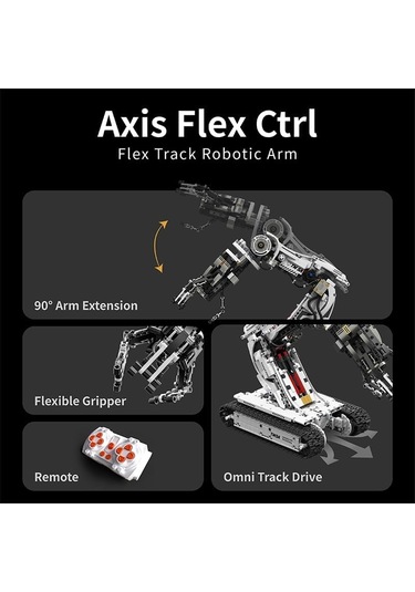 Arm Robot Kol Yapı Kiti 1468 Parça Uzaktan Kumandalı 4 Motorlu Paletli Stem Eğitim Seti