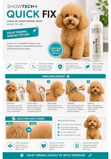 Show Tech+ Quick Fix Köpek Kıtık Açıcı Kolay Tarama Spreyi 500 Ml - Kuru Ve Islak Kullanım