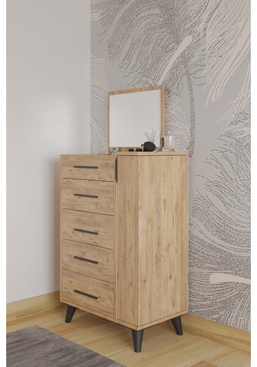 Rose Aynalı Makyaj Masası, Şifonyer, Etijer, Çok Amaçlı Takı Dolabı Atlantik Çam