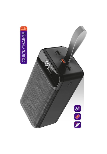 Powerway QC60 Siyah PD 22.5W 60.000 mAh Hızlı Şarj Kamp Powerbank