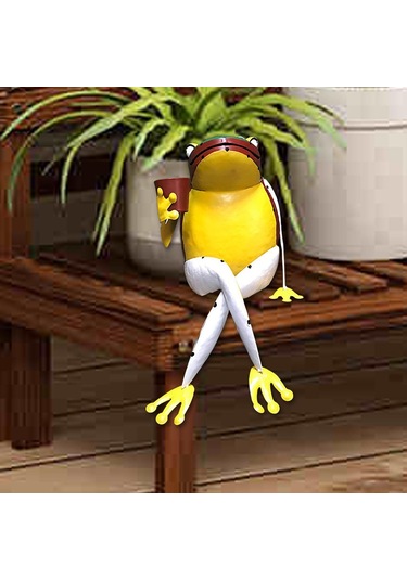 Suntek Magideal Kurbağa Heykeli Minyatür Metal El Büyük Sarı