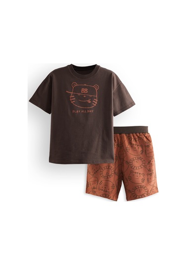 Denokids Play Erkek Çocuk Basic T-shirt Şort Takım Renkli Çok Renkli